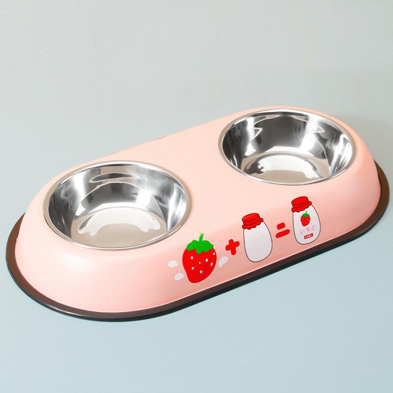 Pet Feeding Bowl Stainless Steel Lined Double Bowl Easy to Clean Bottom Non-Slip Design Dog Bowl Cat Feeding Water Bowl - Lily Depot