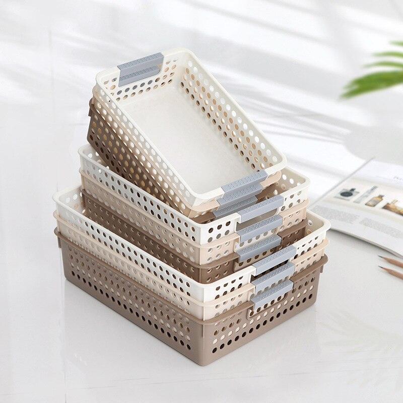 Desk Plastic Hollow Storage Basket Container Bathroom Dirty Laundry Baskets Kitchen Cabinet Organizer for Small Things Toy Box - Lily Depot