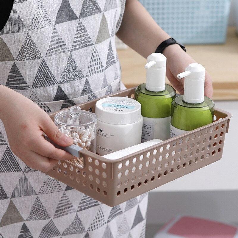 Desk Plastic Hollow Storage Basket Container Bathroom Dirty Laundry Baskets Kitchen Cabinet Organizer for Small Things Toy Box - Lily Depot