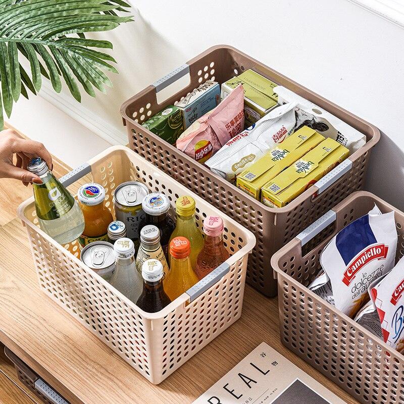 Desk Plastic Hollow Storage Basket Container Bathroom Dirty Laundry Baskets Kitchen Cabinet Organizer for Small Things Toy Box - Lily Depot