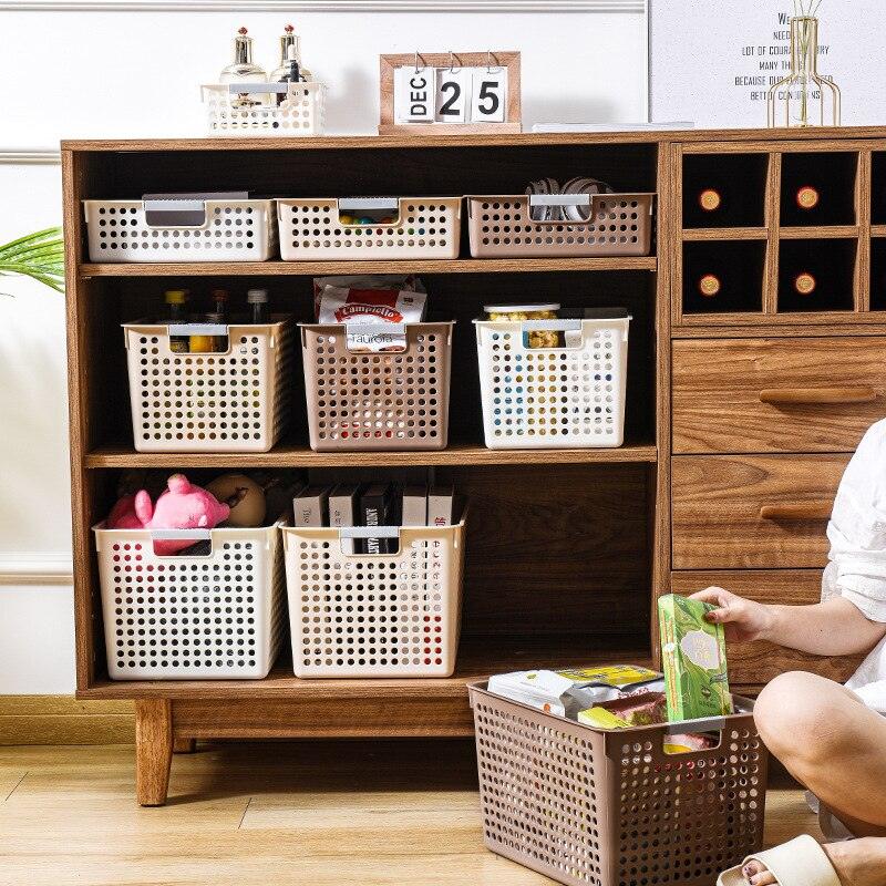 Desk Plastic Hollow Storage Basket Container Bathroom Dirty Laundry Baskets Kitchen Cabinet Organizer for Small Things Toy Box - Lily Depot