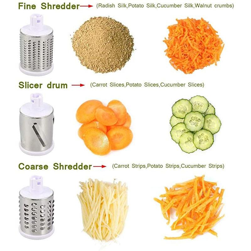 Manual Multi-function Drum Vegetable Chopper Potato Slice Chopper Round Rotate Pressed Vegetable Grinder Peeled Garlic Chopper - Lily Depot