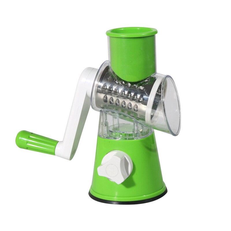 Manual Multi-function Drum Vegetable Chopper Potato Slice Chopper Round Rotate Pressed Vegetable Grinder Peeled Garlic Chopper - Lily Depot