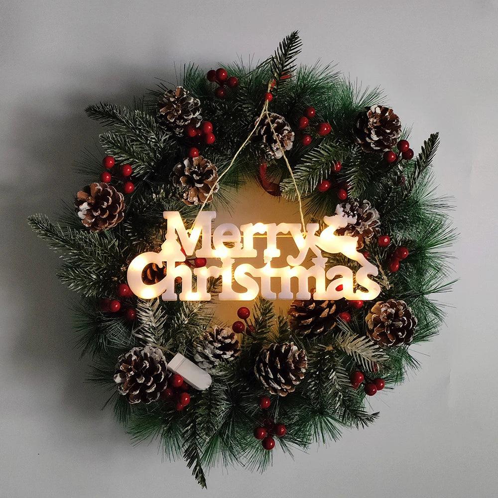 Merry Christmas Letter LED Light Wall Hanging Nightlight Xmas Night Lamp Pendant for 2024 New Year Party Home Room Tree Decor - Lily Depot