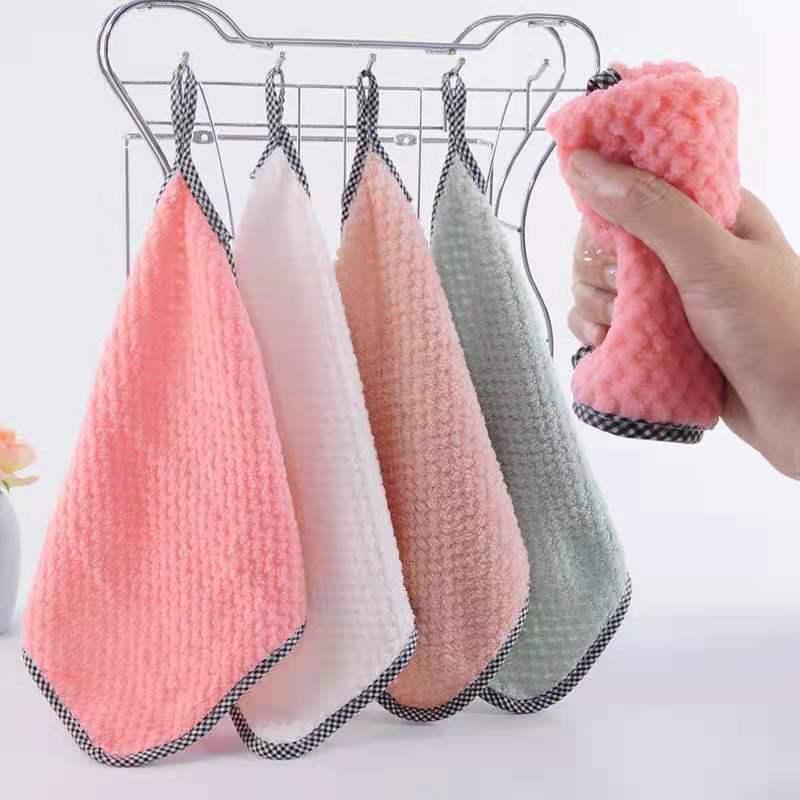 Micro Fiber Cleaning Rags Non-stick Oil Thickened Table Cleaning Absorbent Scouring Pad Cleaning Wiping Tools Daily Dish Towel - Lily Depot