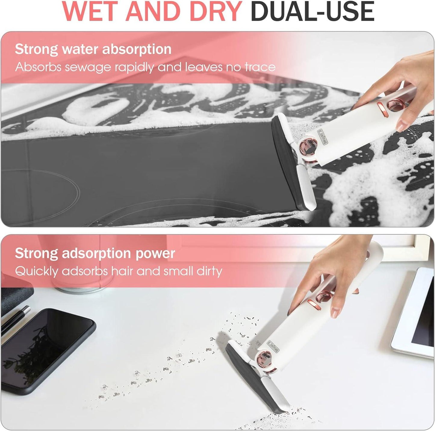 Mini Squeeze Mop New Handheld Cleaner Cleaning Mops Household Cleaning Tool for Kitchen Car Window Glass Desk with Sponge - Lily Depot