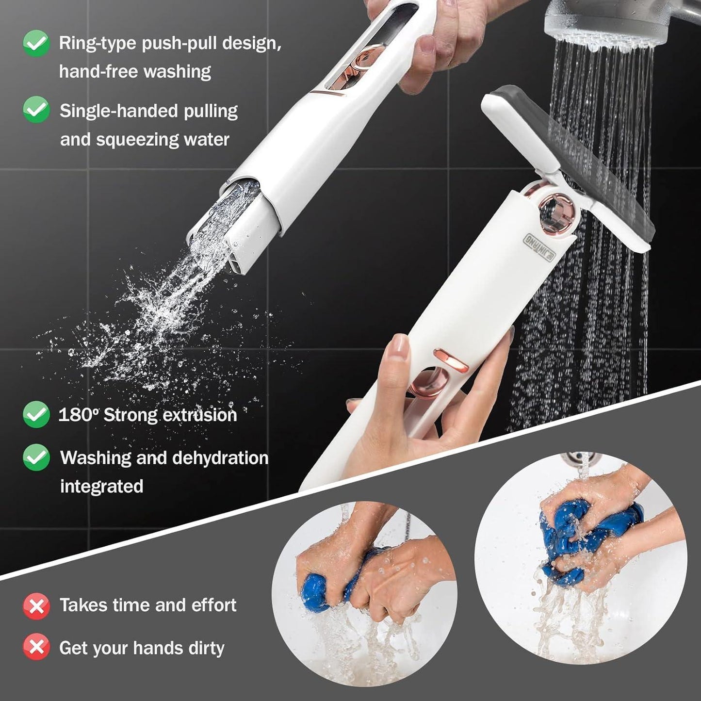 Mini Squeeze Mop New Handheld Cleaner Cleaning Mops Household Cleaning Tool for Kitchen Car Window Glass Desk with Sponge - Lily Depot