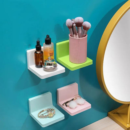Multifunction Wall Mounted Storage Rack Adhesive DIY Soap Sponge Holder Kitchen Bathroom Shelves No-drill For Remote Control Key - Lily Depot