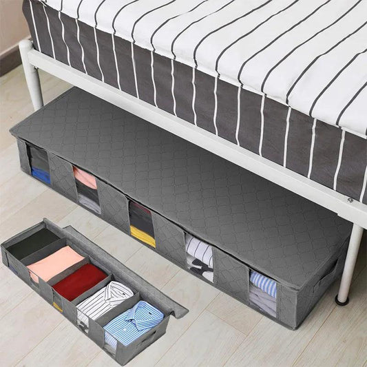 NonWoven Under Bed Storage Bag Quilt Blanket Clothes Storage Bin Box Divider Folding Closet Organizer Clothing Container Large - Lily Depot