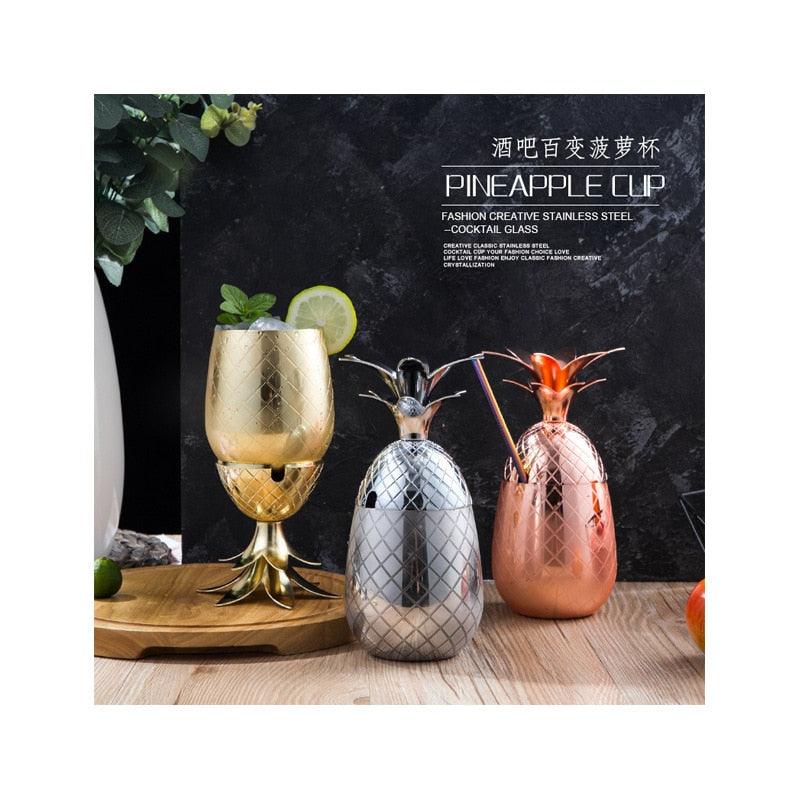Pineapple Cocktail 500ml Cup Moscow Mule stainless steel pineapple cup metal copper Cup creative personalized Cocktail Cup - Lily Depot