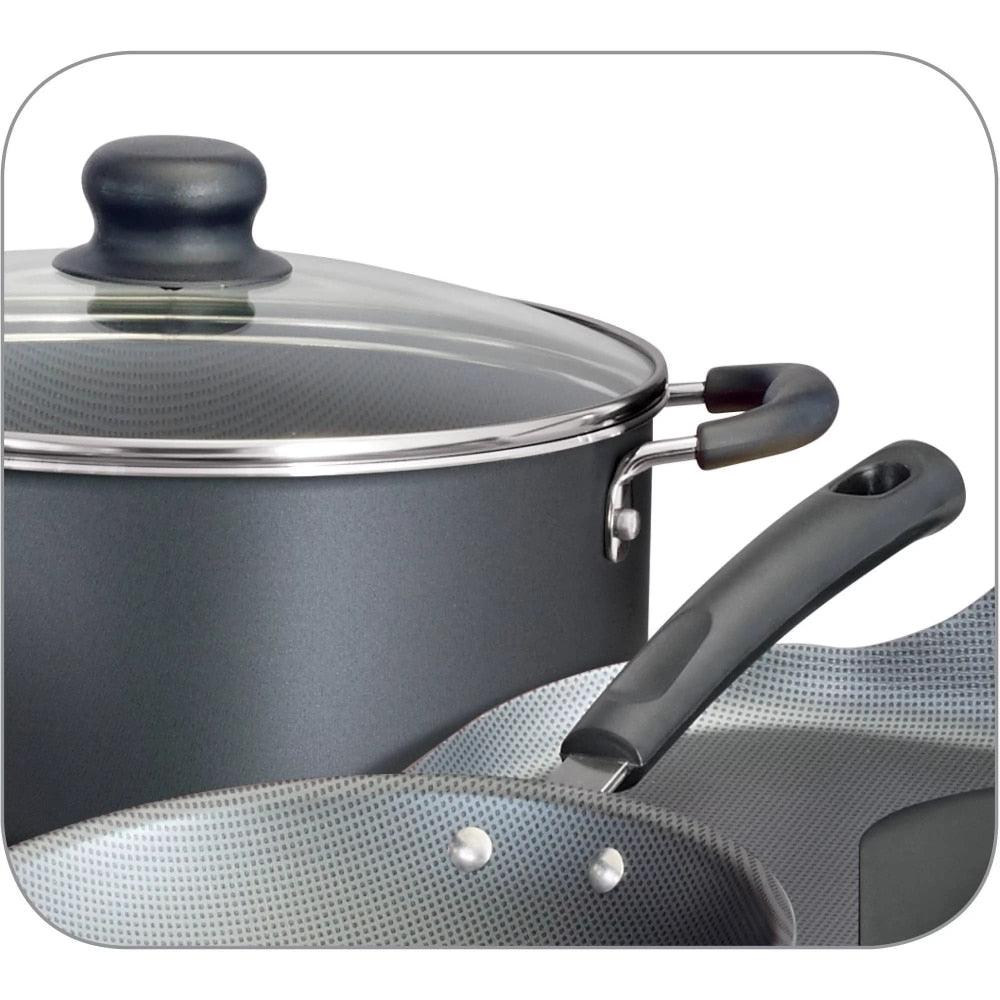 Primaware 18 Piece Non-stick Cookware Set, Steel Gray Cookware Sets Pots and Pans Kitchen - Lily Depot