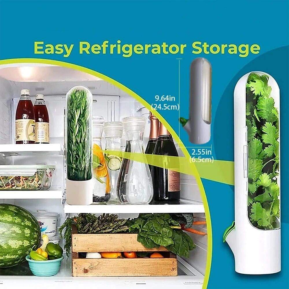 Refrigerator Herb Crisper Saver Pod Container Vegetable Preserving Bottle Keep Herb/Cilantro/Mint/Parsley/Asparagus Fresh Green - Lily Depot