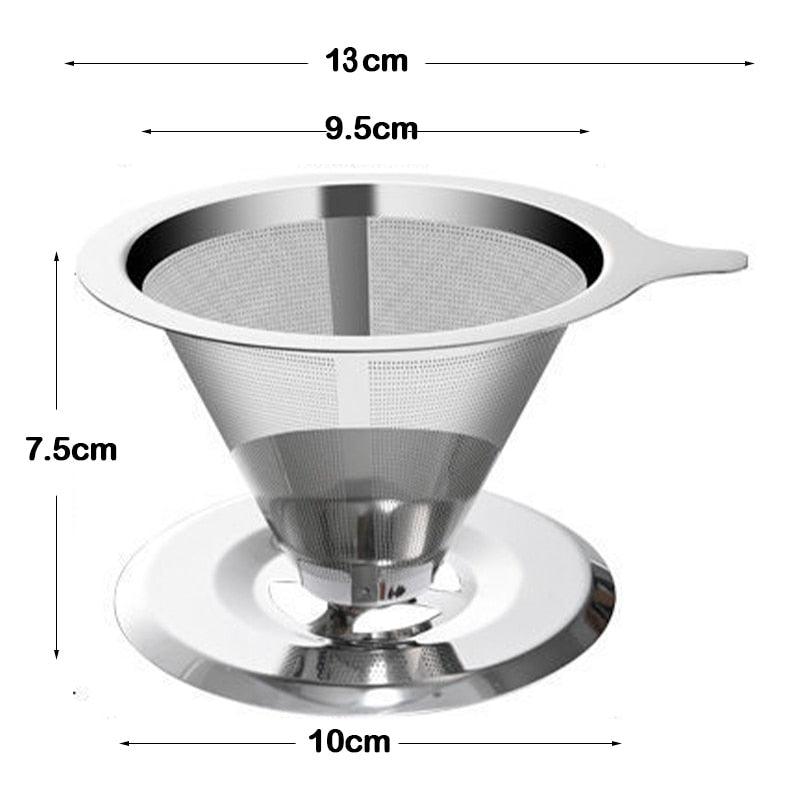 Reusable Double Layer 304 Stainless Steel Coffee Filter Holder Pour Over Coffees Dripper Mesh Coffee Tea Filter Basket Tools - Lily Depot