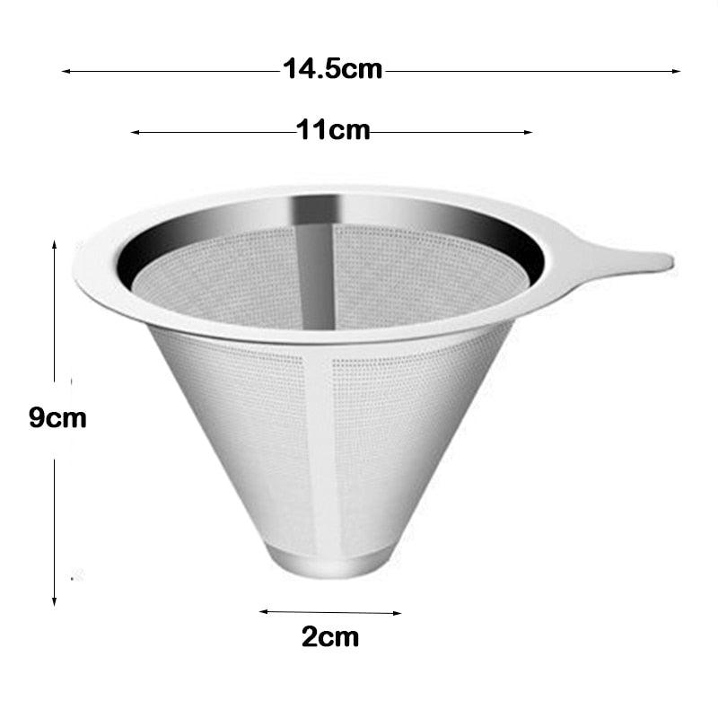 Reusable Double Layer 304 Stainless Steel Coffee Filter Holder Pour Over Coffees Dripper Mesh Coffee Tea Filter Basket Tools - Lily Depot