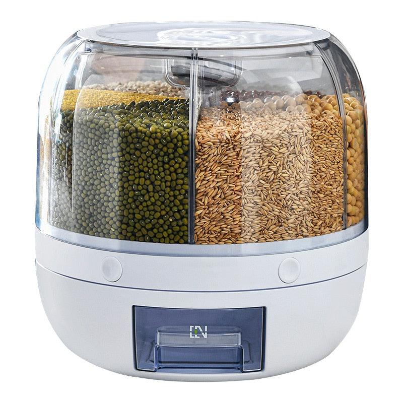 Rotating Rice Dispenser Sealed Moistureproof Cereal Grain Bucket Dispenser Surplus Visible Kitchen Food Container Storage Box - Lily Depot