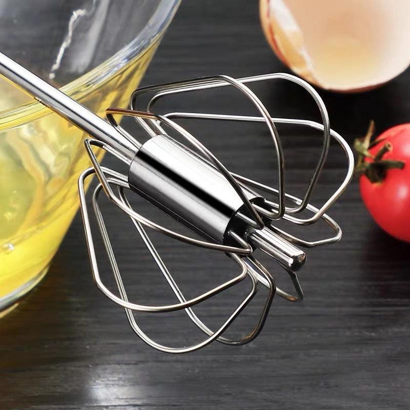 Semi-Automatic Egg Beater 304 Stainless Steel Egg Whisk Manual Hand Mixer Self Turning Egg Stirrer Kitchen Egg Tools - Lily Depot
