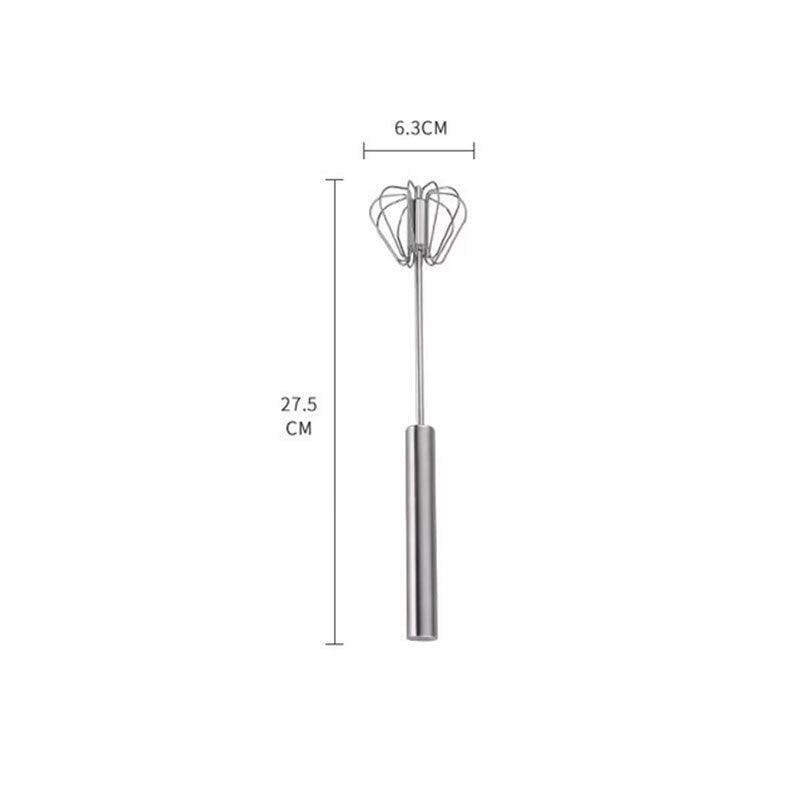 Semi-Automatic Egg Beater 304 Stainless Steel Egg Whisk Manual Hand Mixer Self Turning Egg Stirrer Kitchen Egg Tools - Lily Depot