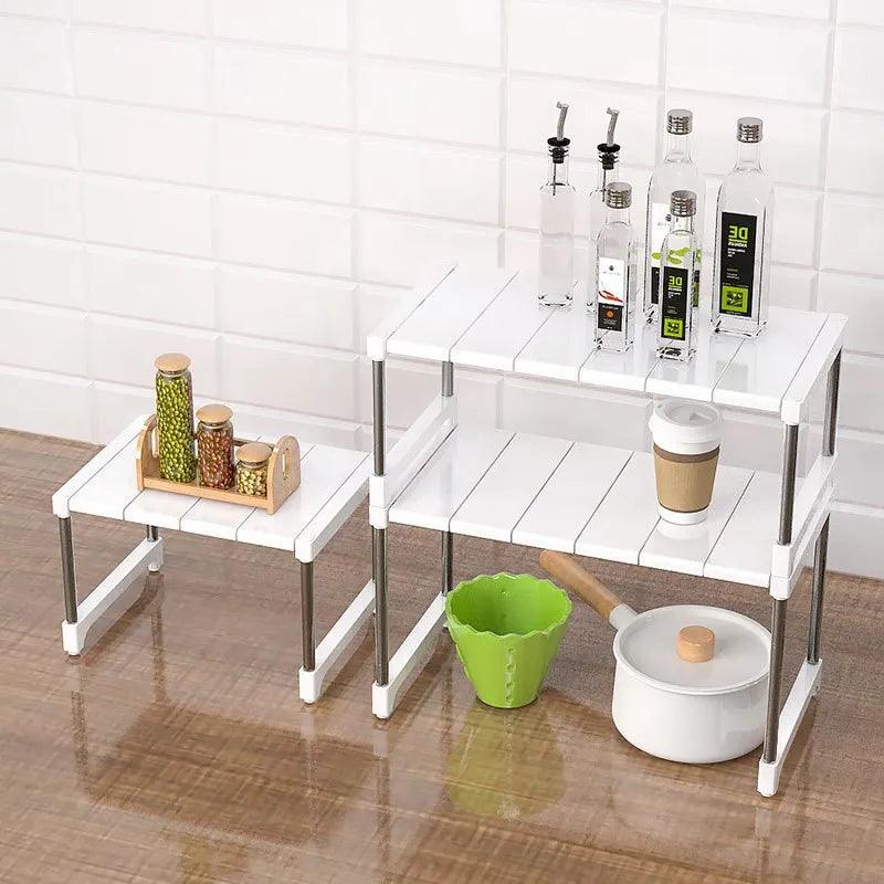 Stackable Storage Rack Wardrobe Layered Partition Rack Closet Sorting Shelves Telescopic Sink Holder Wardrobe Clothing Organizer - Lily Depot