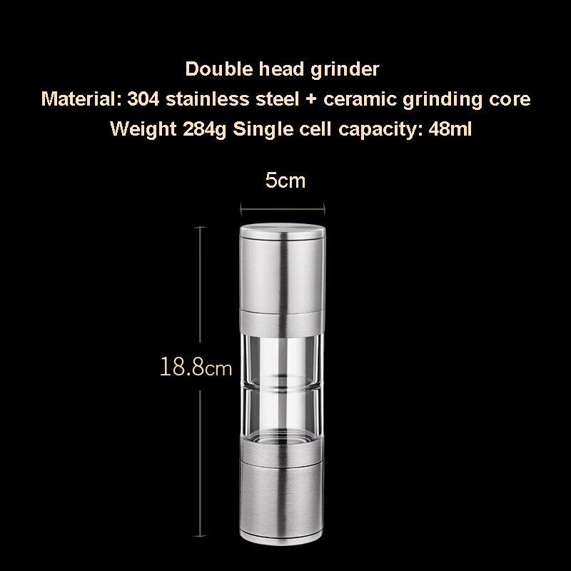 Stainless steel Double head salt and pepper grinder machine pulverizer shakers spice jar condiment bottle pepper grain mill - Lily Depot