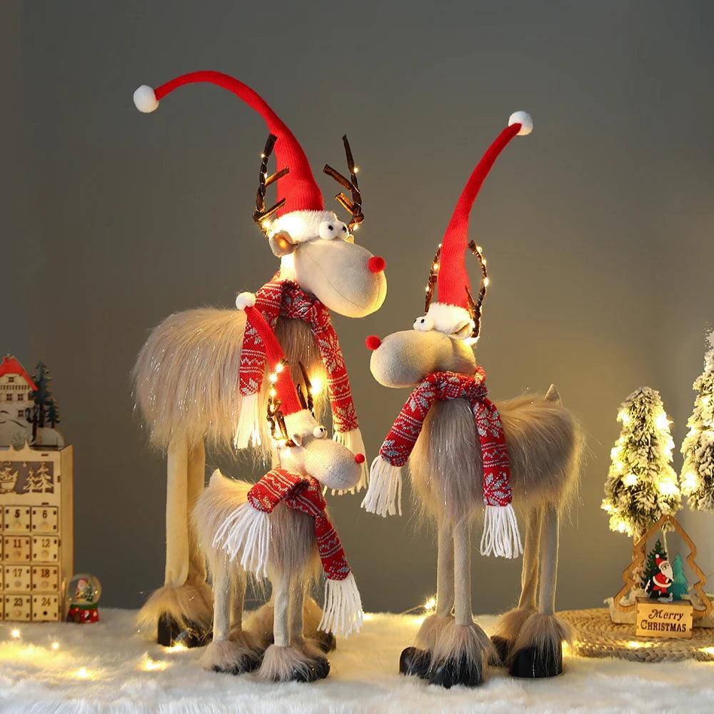 Standing Elk Doll with Lights 2023 Christmas Gift for Kids Christmas Elk Dolls Reindeer Navidad Ornaments Christmas Home Decors - Lily Depot