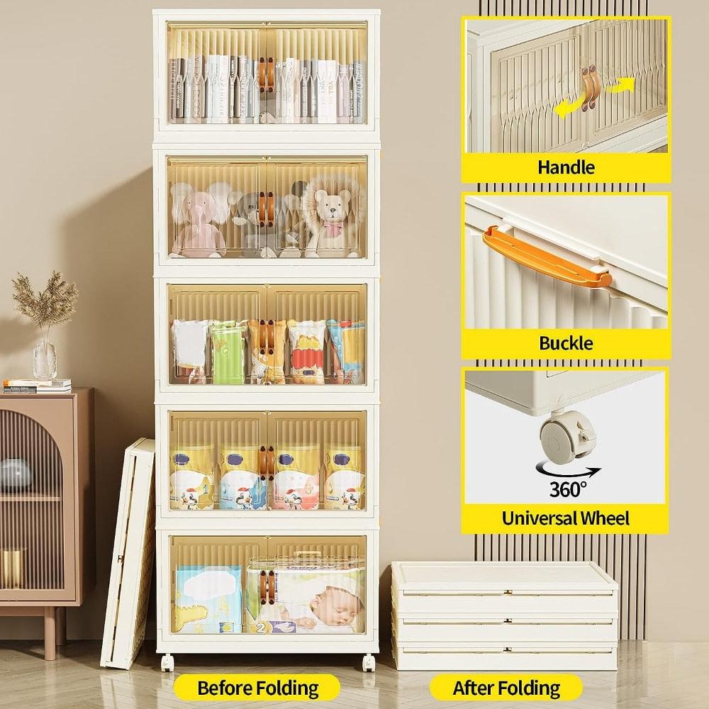 Storage Bins with Lids and Doors Foldable Storage Boxes - Lily Depot