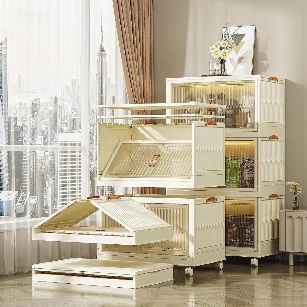 Storage Bins with Lids and Doors Foldable Storage Boxes - Lily Depot