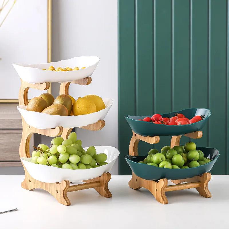 Table Plates For Serving Plates Dinnerware Wooden Partitioned Dish Snack Candy Cake Stand Bowl Food Fruit Plates Set Tableware - Lily Depot