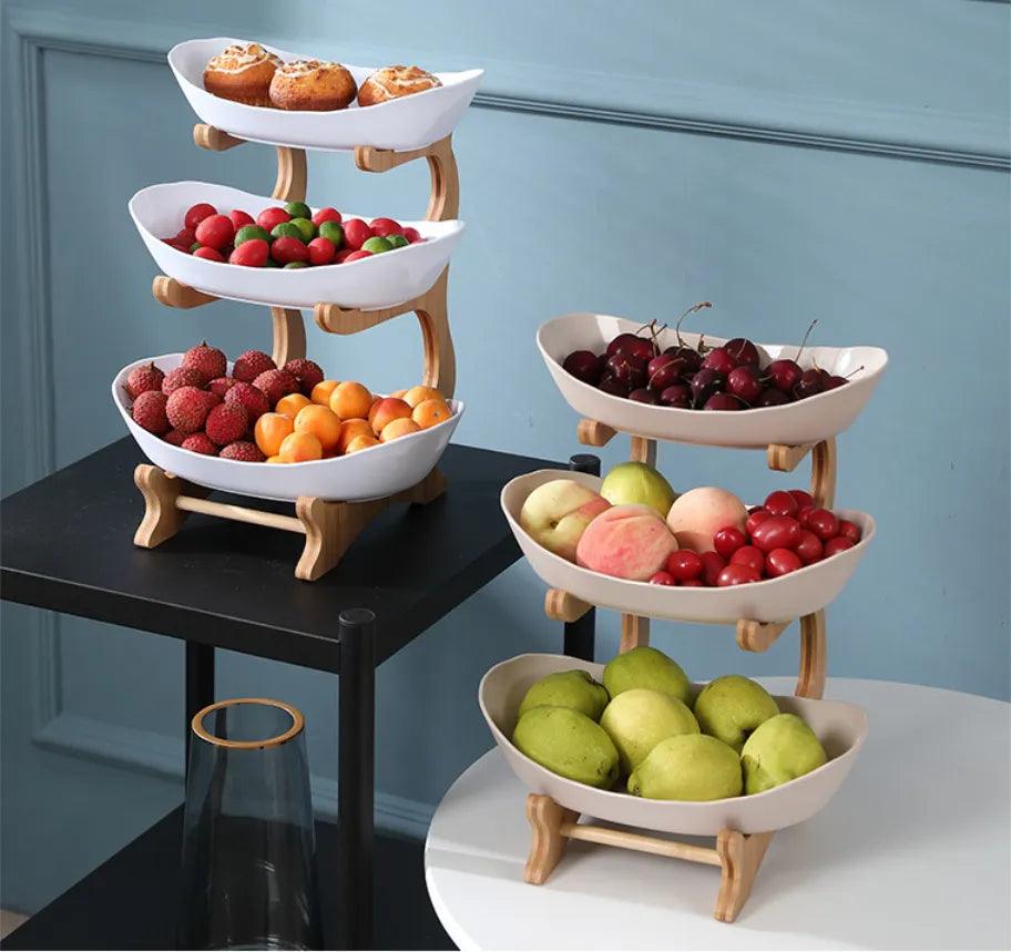 Table Plates For Serving Plates Dinnerware Wooden Partitioned Dish Snack Candy Cake Stand Bowl Food Fruit Plates Set Tableware - Lily Depot