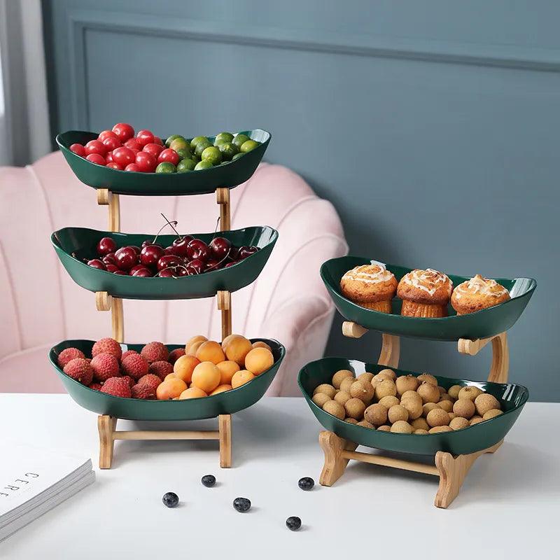 Table Plates For Serving Plates Dinnerware Wooden Partitioned Dish Snack Candy Cake Stand Bowl Food Fruit Plates Set Tableware - Lily Depot