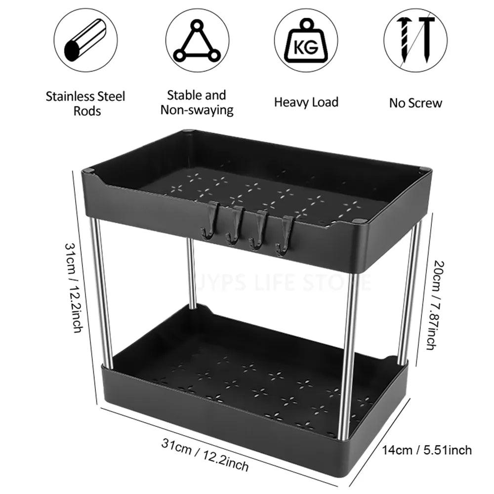 Under Sink Storage Organizer 2 Tier Drawer Multipurpose Rack Cabinet Under Sink Storage Rack Bathroom Kitchen Organizer - Lily Depot