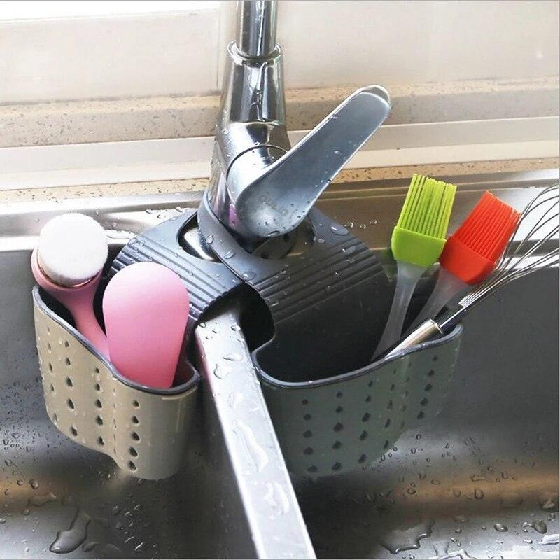 Useful Suction Cup Kitchen Sponge Drain Holder PP Rubber Toilet Soap Shelf Organizer Sponge Storage Rack Basket Wash Cloth Tools - Lily Depot