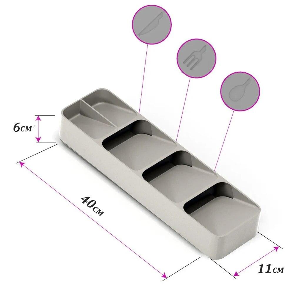 Walfos 5 Compartment Cutlery Rack Cabinet Organizer Cutlery Storage Rack Cutlery Kitchen Seasoning Jar Spice Storage Rack Drawer - Lily Depot