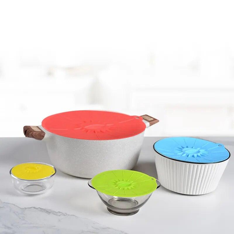 WALFOS Set of 5 Silicone Microwave Bowl Cover Cooking Pot Pan Lid Cover-Silicone Food Wrap Cooking Tools Kitchen Utensil - Lily Depot