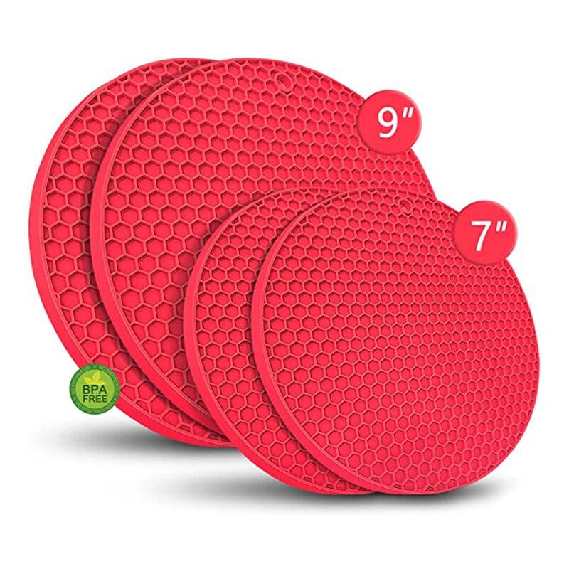 Walfos Silicone Trivet Mats Heat Resistant Pot Holders Set Multipurpose Non-Slip Hot Pads for Hot Pot Hot DishersJar Opener - Lily Depot