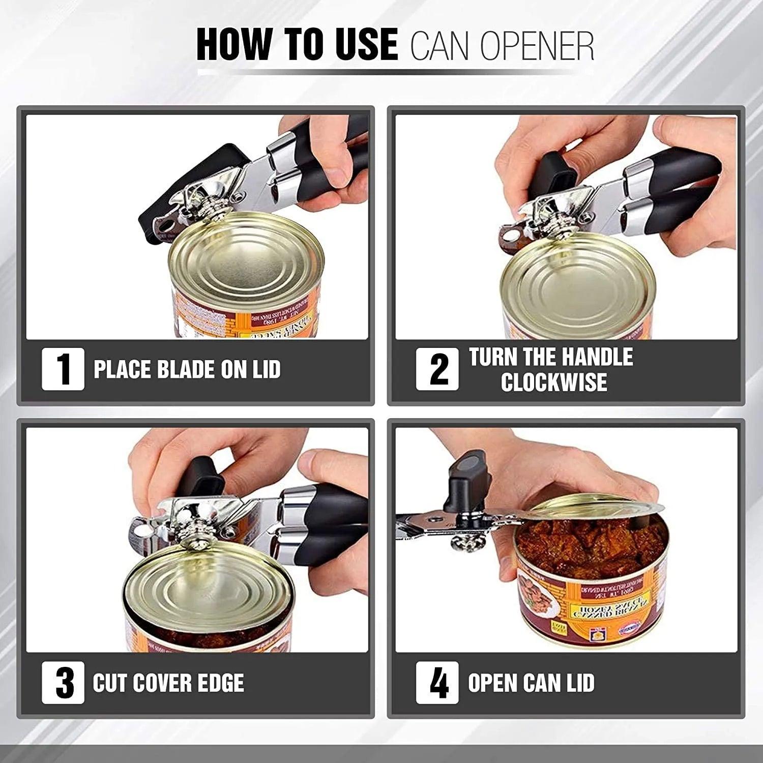 WALFOS Stainless Steel Manual Cans Opener Professional Ergonomic Opener For Cans Side Cut Can Opener Manual - Lily Depot