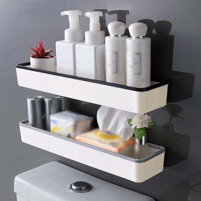 Wall Hanging Storage Cabinet Rack Punch Free Multifunctional Bathroom Toilet Above Artifact Shelf Organizer Without Drilling - Lily Depot