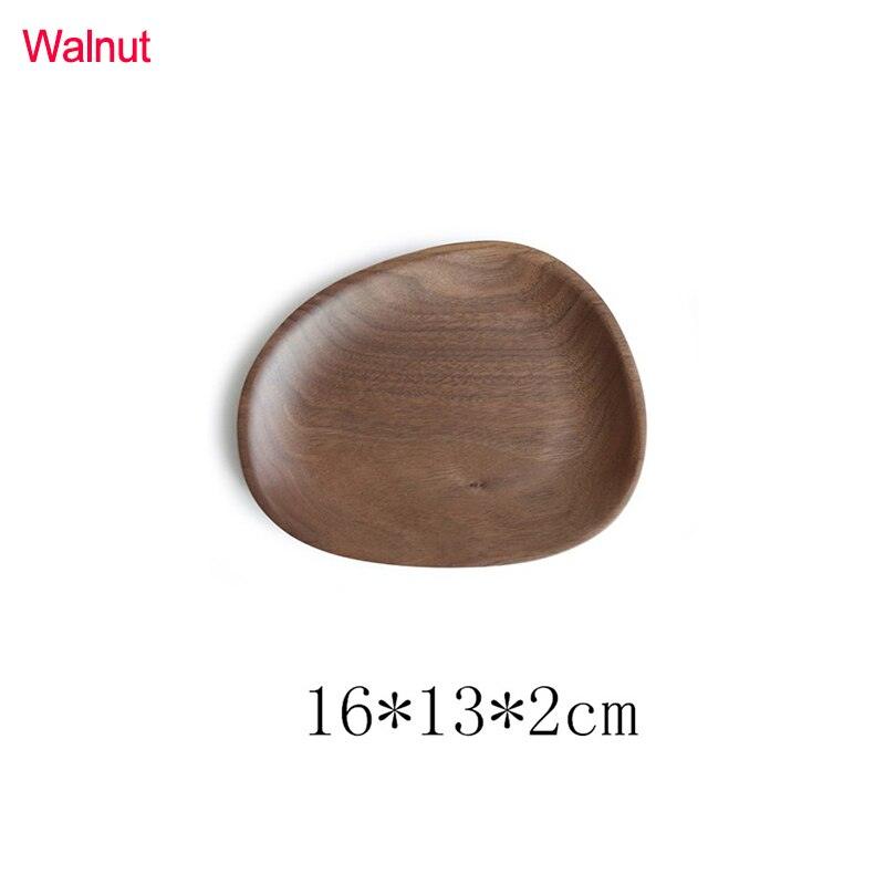 Walnut & Acacia Irregular Oval Solid Wood Dinner Plate Wooden Serving Decorative Tray, for Dishes Snack, Dim Sum, Fruit, Dessert - Lily Depot