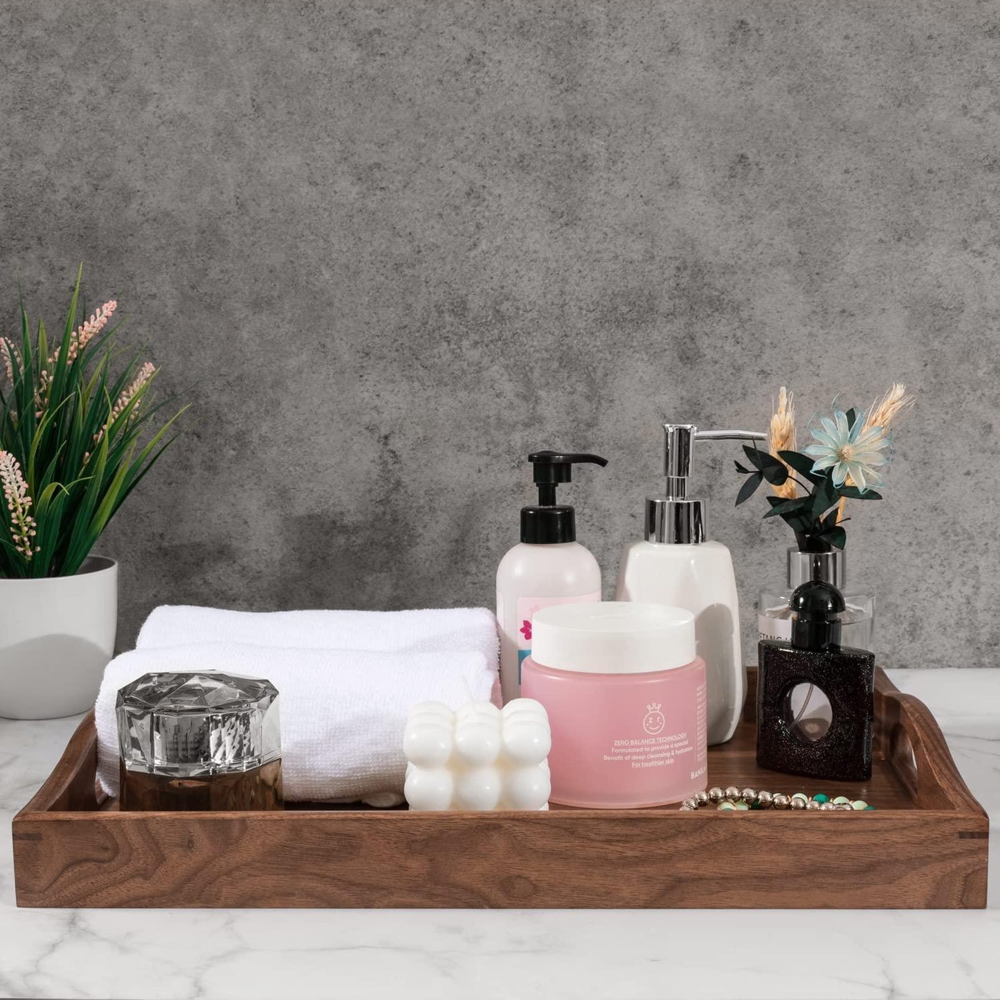 Walnut Wood Serving Tray with Handle Serve Coffee Tea Cocktails Appetizers Rectangle Breakfast Bed Wooden Tray Home Decorative - Lily Depot