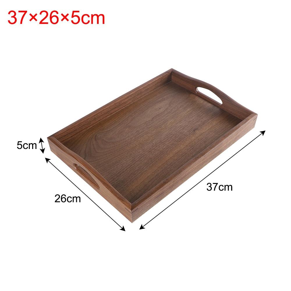 Walnut Wood Serving Tray with Handle Serve Coffee Tea Cocktails Appetizers Rectangle Breakfast Bed Wooden Tray Home Decorative - Lily Depot