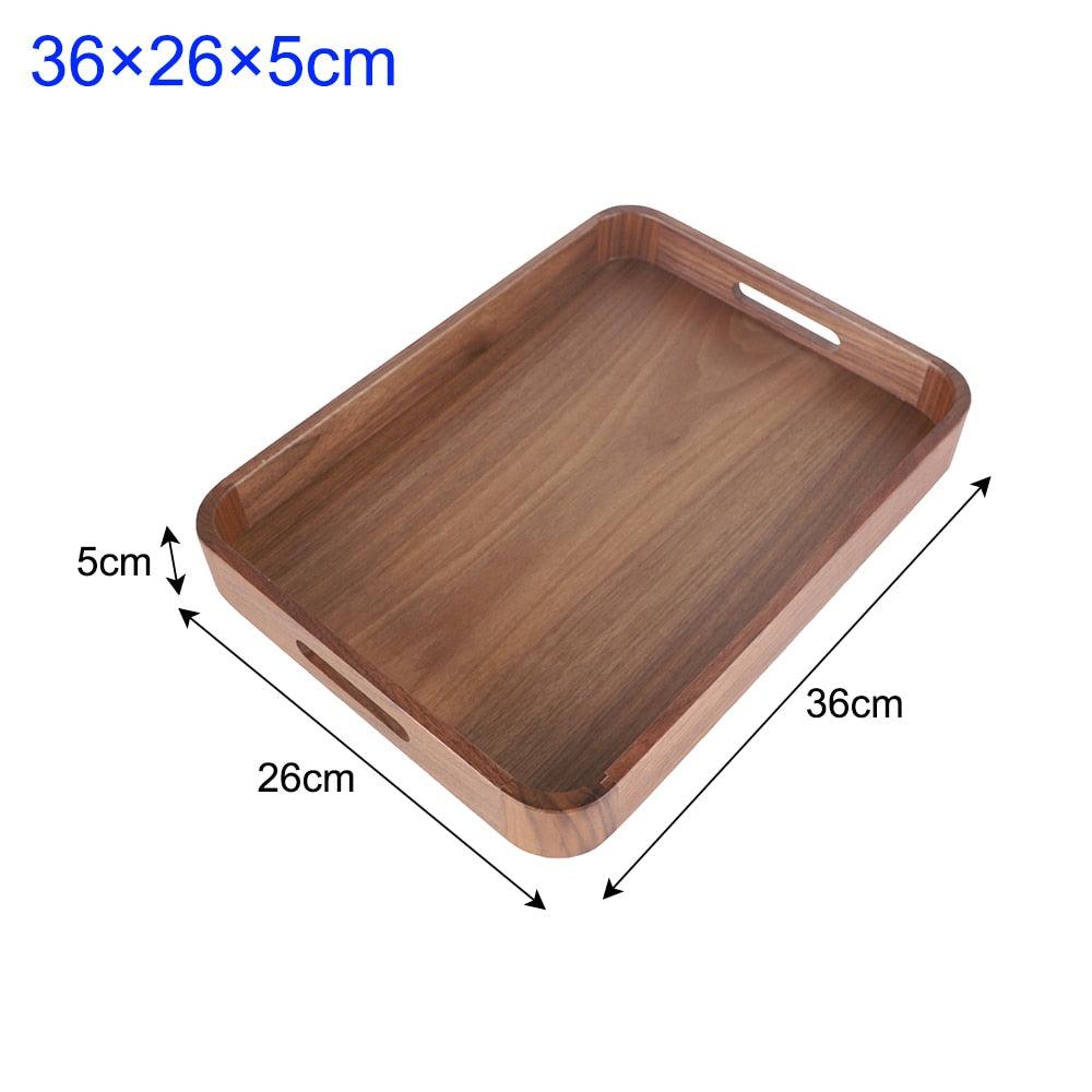 Walnut Wood Serving Tray with Handle Serve Coffee Tea Cocktails Appetizers Rectangle Breakfast Bed Wooden Tray Home Decorative - Lily Depot