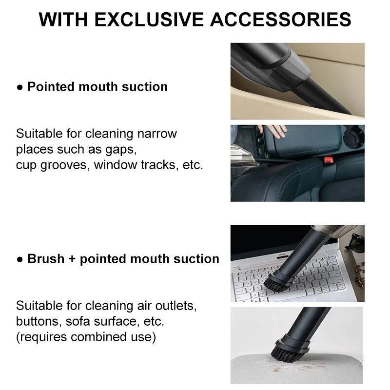 Wireless Vacuum Cleaner Rechargeable Cyclone Suction Car Vacuum Cleaner Cordless Wet/Dry Auto Portable for Car Home - Lily Depot