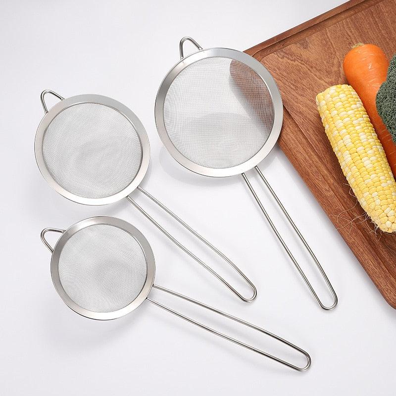 3pcs/set Stainless steel Wire Fine Mesh Oil Strainer Flour Colander Sieve Sifter Pastry Baking Tools kitchen accessories - Lily Depot