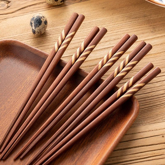 5 Pairs Chinese Chopsticks Ebony Wood Chopstick Set High End Household Tableware Solid No Paint Wax Selected Kitchen Accessories - Lily Depot