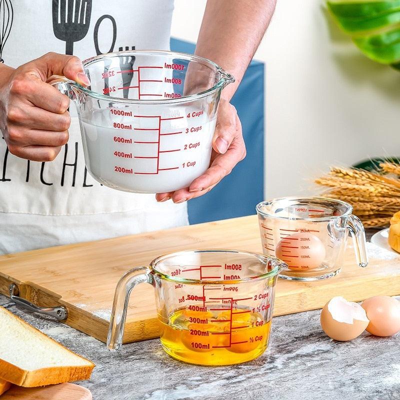 Bake measuring cup Thickened Tempered Glass Heat Resisting Creative Handle Egg Cake Cup Microwave Tool Kitchen Dining Accessorie - Lily Depot