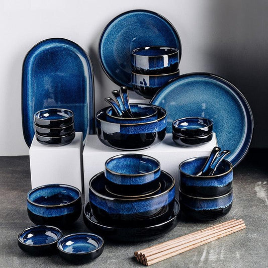 Blue Kiln Transformed Ceramic Tableware Dinner Plates Set Dish Kitchen Dishes Plate Sets Charger Eat Dining Bar Home Garden - Lily Depot