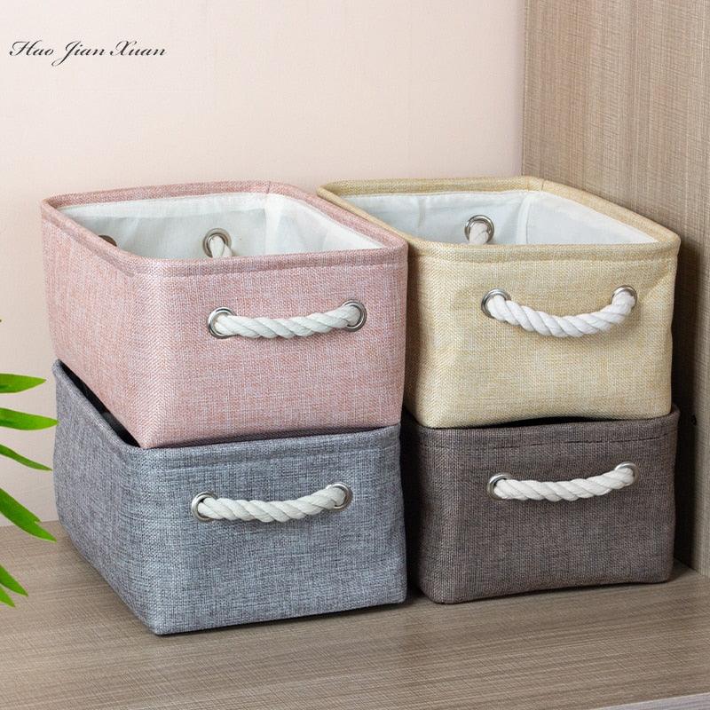 Cotton Linen Folding Storage Baskets Kids Toys Organizer Clothes and Sundries Storage Box Cabinet Storage Bag Laundry Basket - Lily Depot
