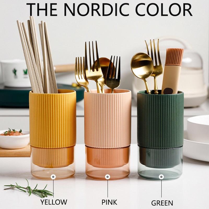 Creative Nordic Home Kitchen Cutlery Chopsticks Storage Holder Box Basket Knife and Fork Spoon Drain Rack Tableware Organizer - Lily Depot