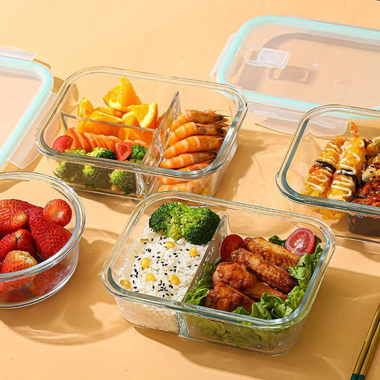 Glass Fresh-Keeping Box high Borosilicate Heat-Resistant Microwave Oven bento Fridge Special Sealed Bowl Food Storage Containers - Lily Depot