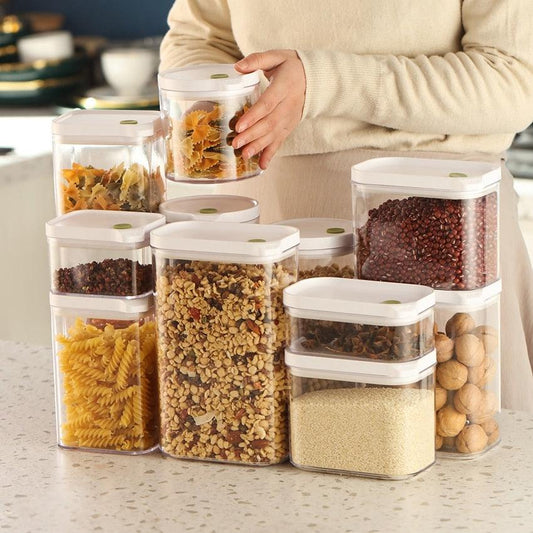 Kitchen Plastic Food Storage Container Refrigerator Food Organizer Noodle Box Multigrain Storage Tank Transparent Sealed Cans - Lily Depot
