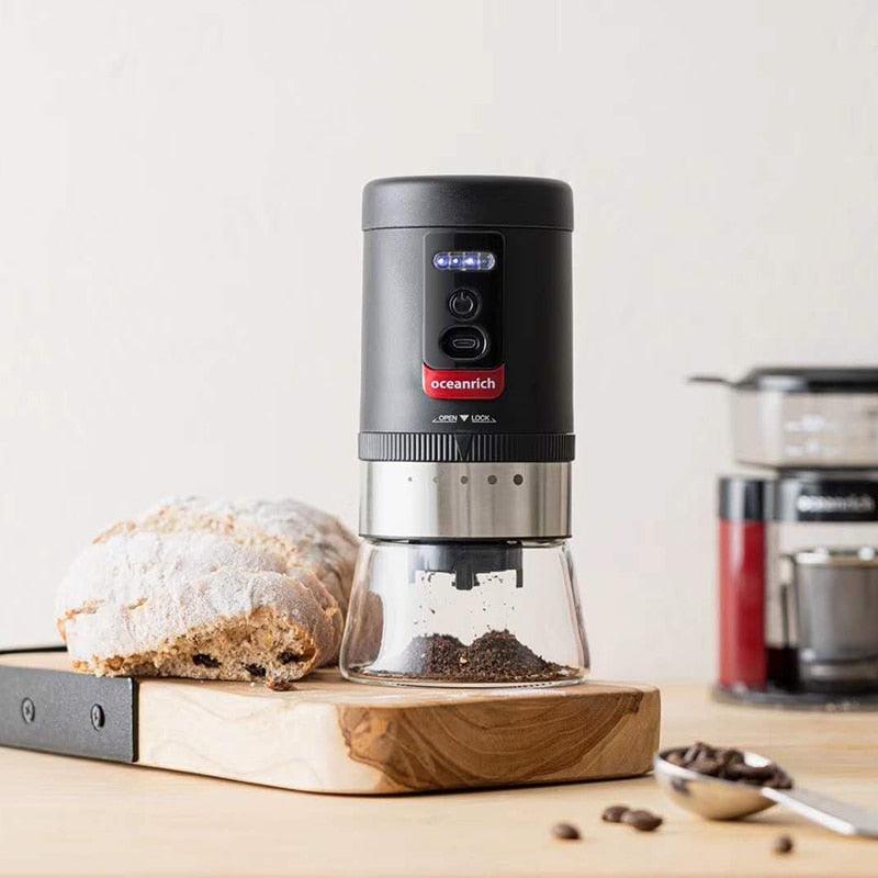 OCEANRICH electric coffee grinder rechargeable ceramic burr coarseness 20g adjustable 5 grind settings for kinds of brew method - Lily Depot